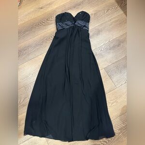 Bill Levkoff Black Strapless Ruched Bodice Maxi Gown